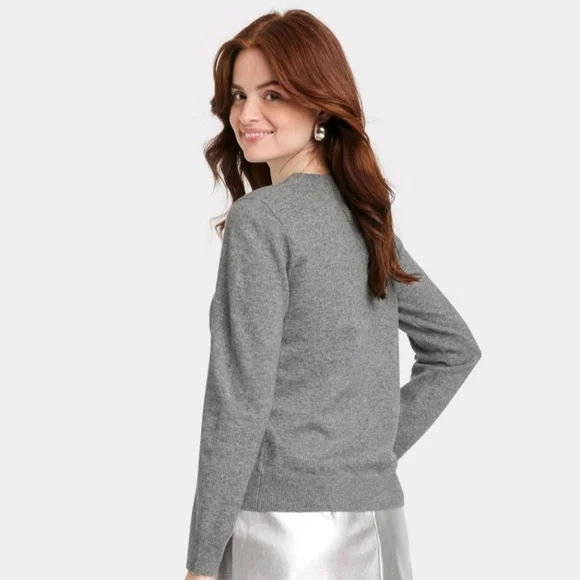 A New Day - Women's Fine Gauge Crewneck Sweater - Grey - Picture 4 of 4